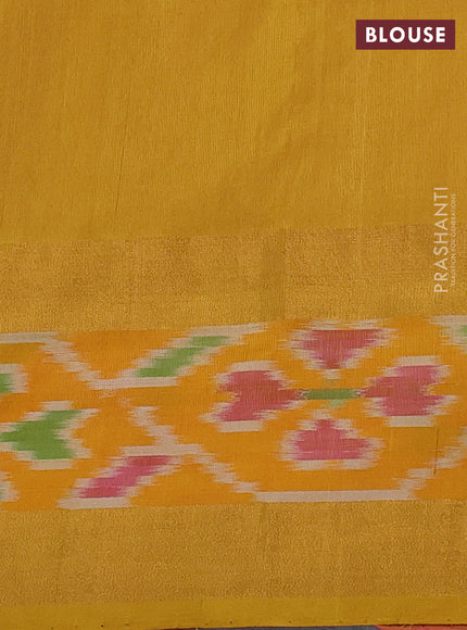 Pure uppada silk saree pink and mustard yellow with allover silver & gold zari weaves and zari woven ikat style border