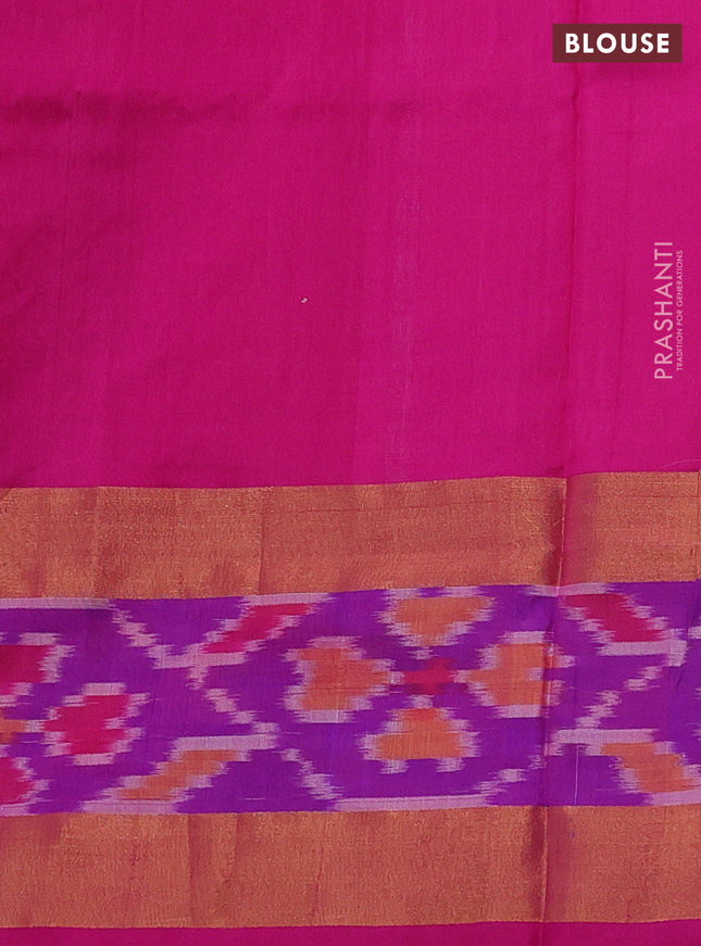 Pure uppada silk saree dual shade of pink and pink with allover silver & gold zari weaves and zari woven ikat style border