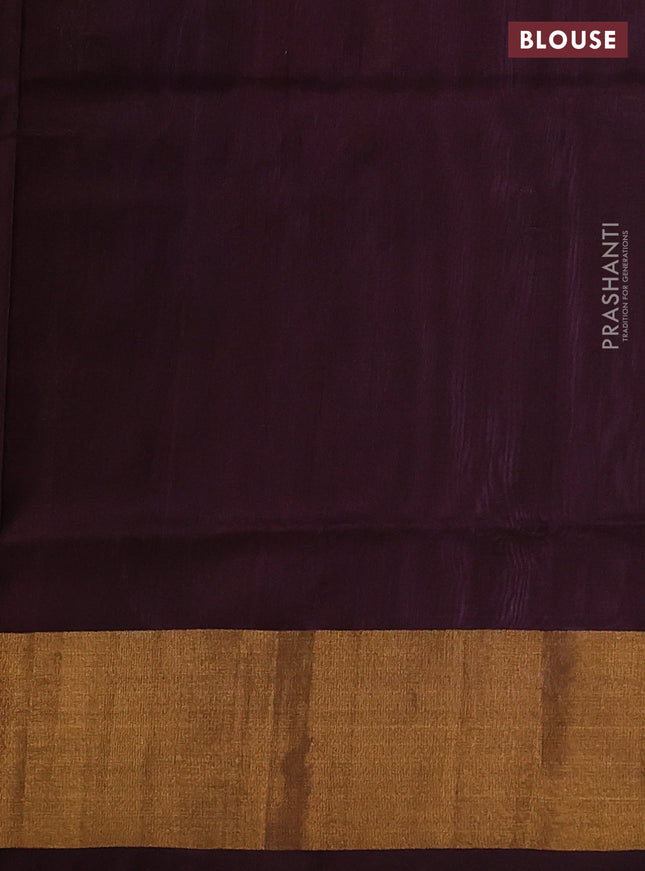 Pure uppada partly silk saree lavender and coffee brown with plain body and zari woven border