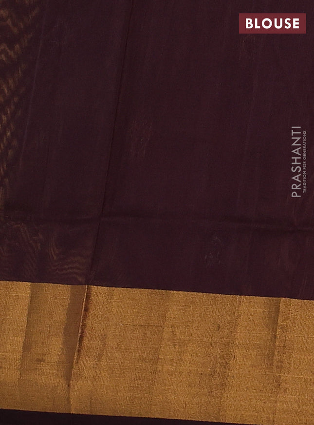 Pure uppada partly silk saree mustard yellow and coffee brown with plain body and zari woven border