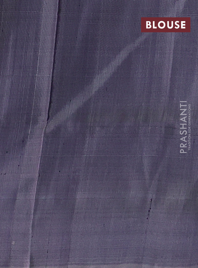 Pure uppada silk saree dark blue and grey shade with silver & gold zari woven coin buttas and simple border