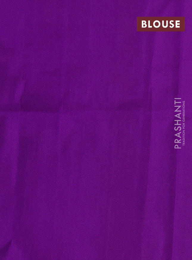 Pure uppada silk saree dual shade of dark mustard and purple with silver & gold zari woven coin buttas and simple border