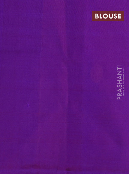 Pure uppada silk saree blue and dual shade of bluish maroon with silver & gold zari woven coin buttas and simple border