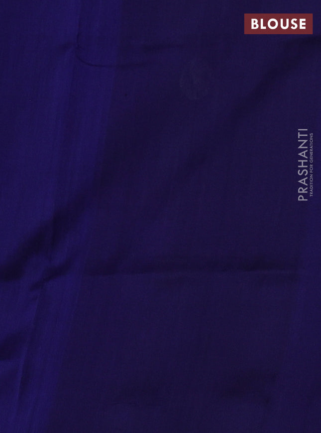 Pure uppada silk saree blue with silver & gold zari woven coin buttas in borderless style