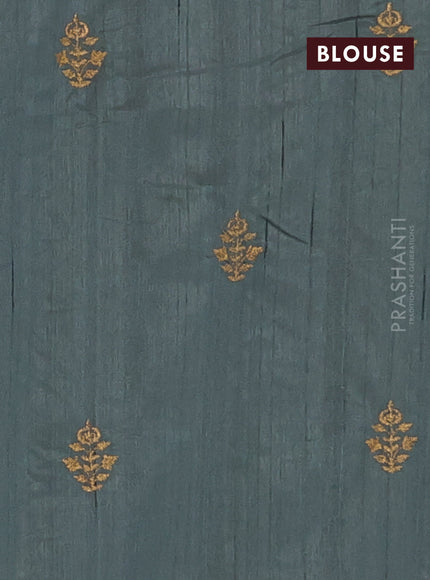 Semi raw silk saree green shade with embroidery work buttas and embroidery butta border