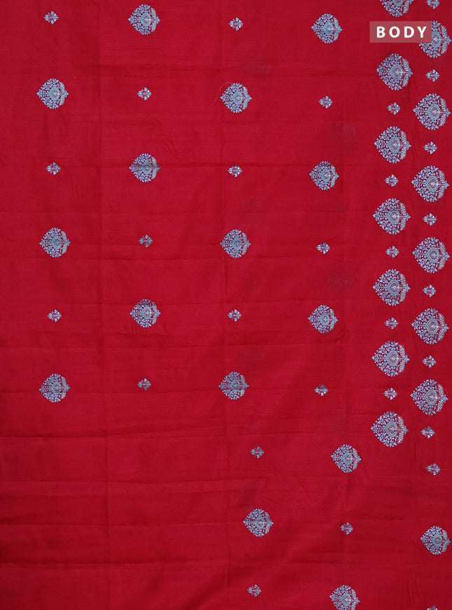 Semi raw silk saree pink with embroidery work buttas and embroidery butta border