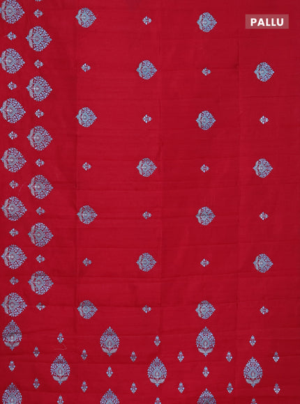 Semi raw silk saree pink with embroidery work buttas and embroidery butta border