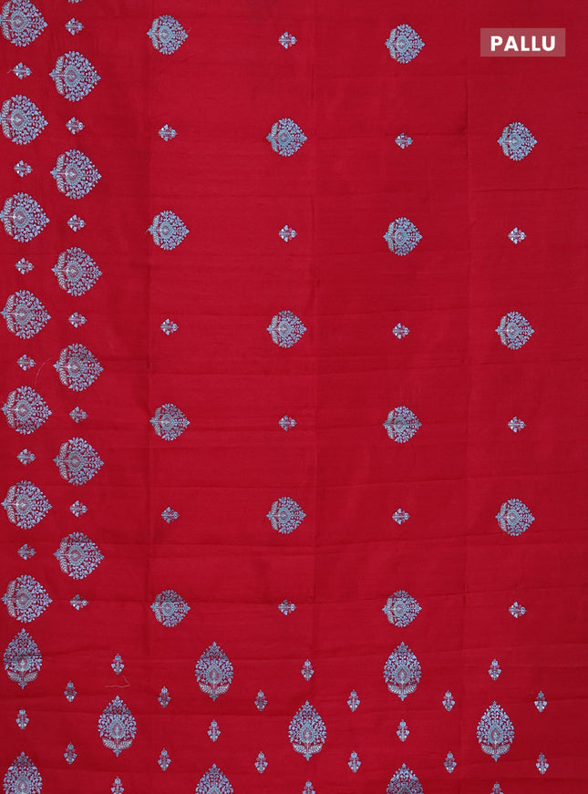 Semi raw silk saree pink with embroidery work buttas and embroidery butta border