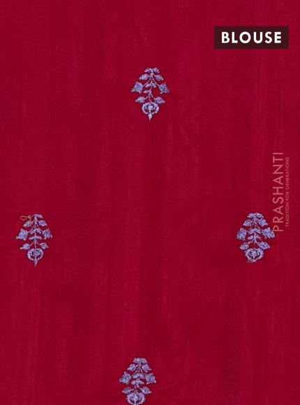 Semi raw silk saree pink with embroidery work buttas and embroidery butta border