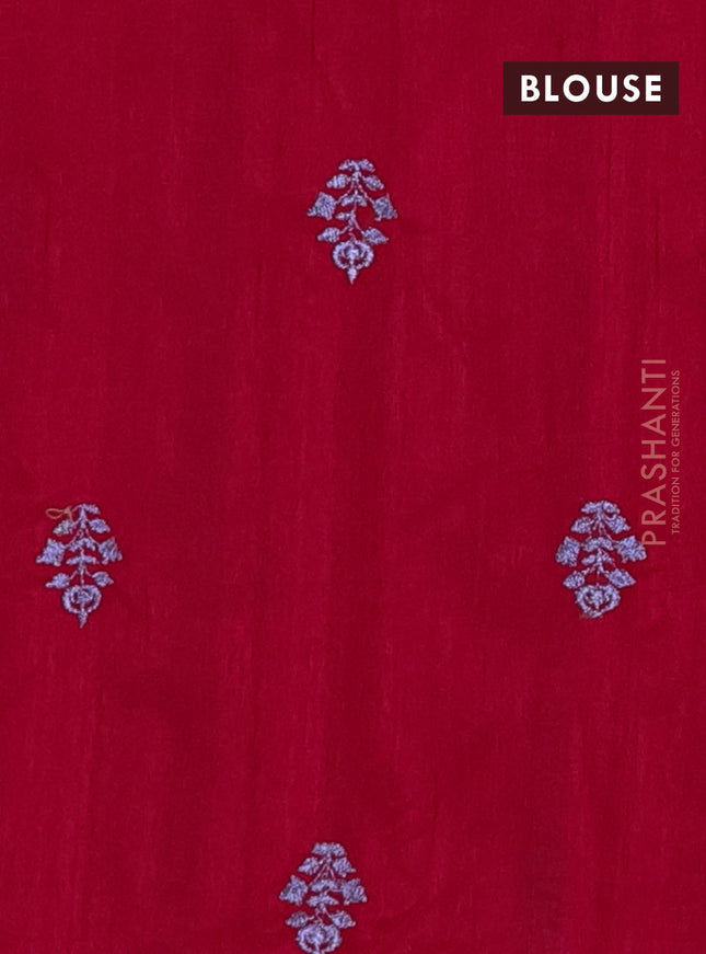 Semi raw silk saree pink with embroidery work buttas and embroidery butta border