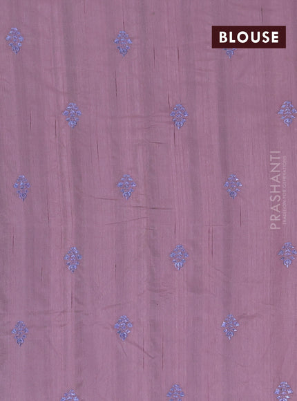 Semi raw silk saree pastel pink with embroidery work buttas and embroidery butta border