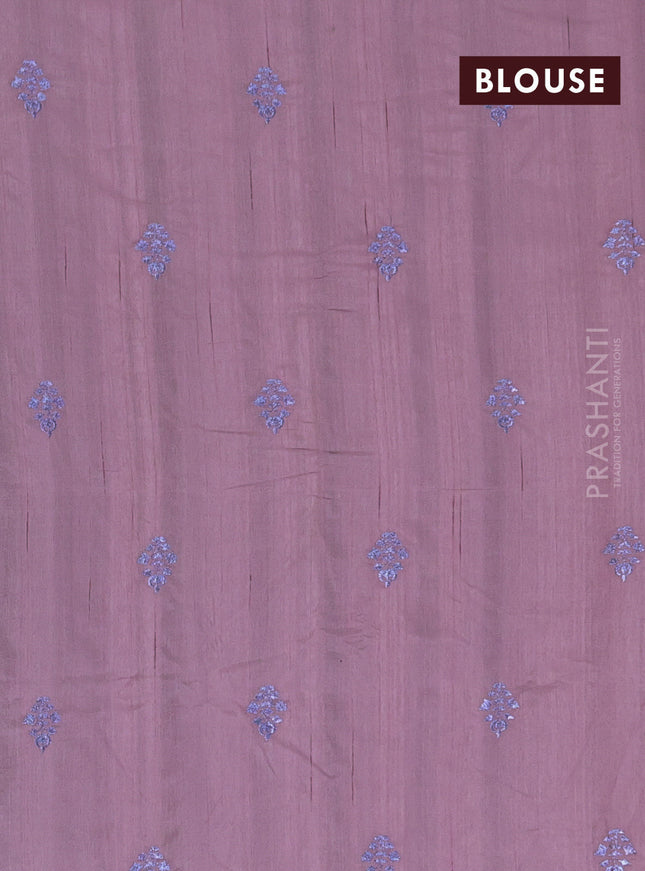 Semi raw silk saree pastel pink with embroidery work buttas and embroidery butta border