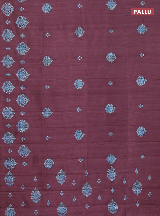 Semi raw silk saree mauve pink with embroidery work buttas and embroidery butta border
