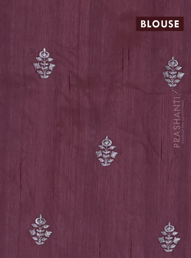 Semi raw silk saree mauve pink with embroidery work buttas and embroidery butta border