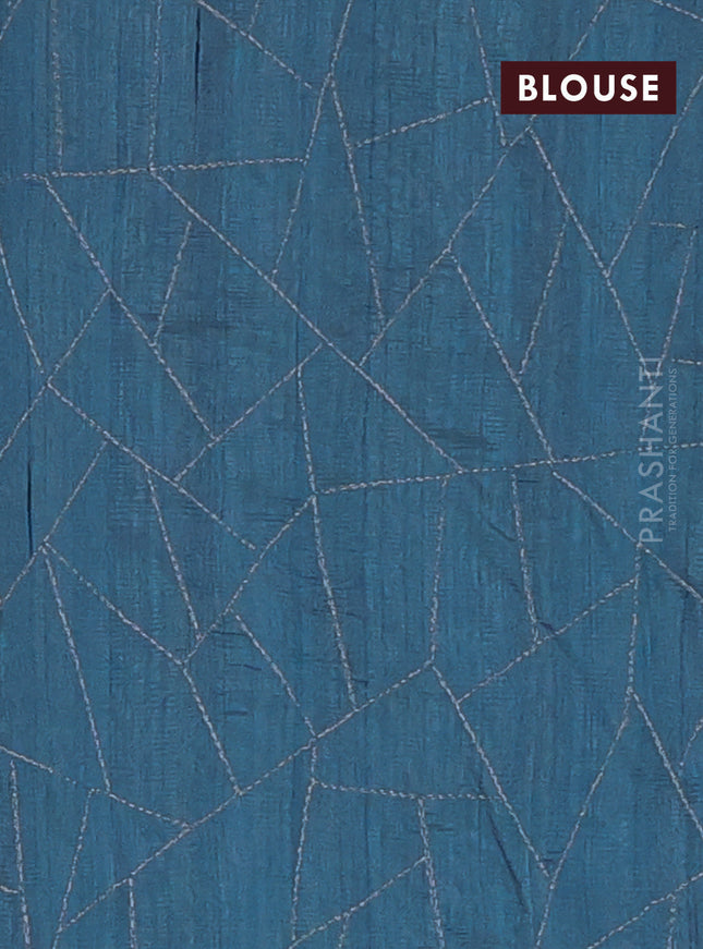 Semi raw silk saree pastel blue with embroidery work buttas and silver zari woven border