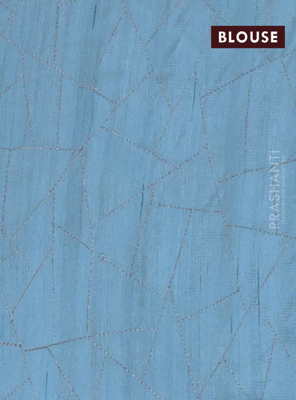 Semi raw silk saree light blue with embroidery work buttas and silver zari woven border