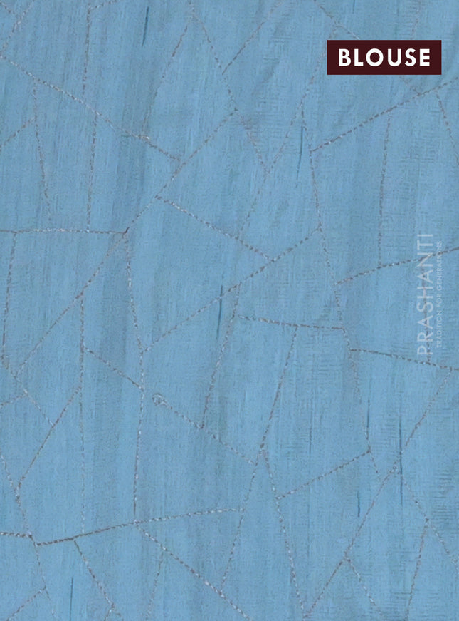 Semi raw silk saree light blue with embroidery work buttas and silver zari woven border