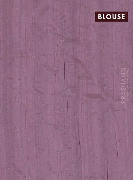 Semi raw silk saree pastel pink with embroidery work buttas and silver zari woven border