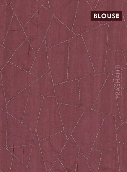 Semi raw silk saree rust shade with embroidery work buttas and silver zari woven border
