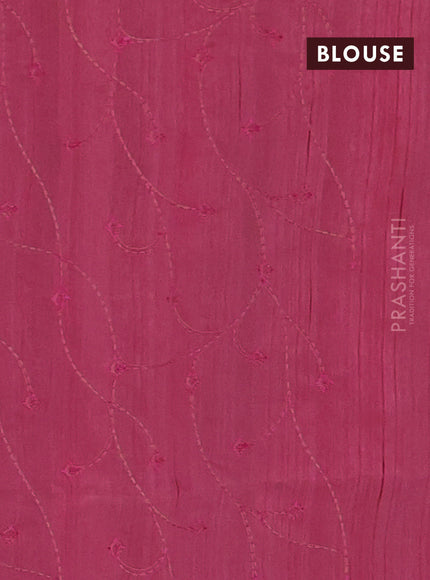 Semi raw silk saree pink with embroidery work buttas and geometric design embroidery border