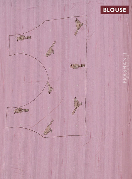 Semi raw silk saree peach shade with embroidery work buttas and embroidery border