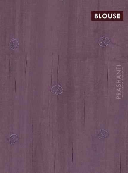 Semi raw silk saree rosy brown with allover embroidery and leaf design embroidery border