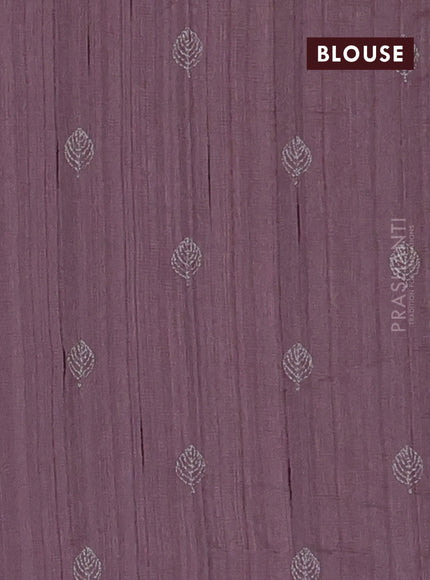 Semi raw silk saree rosy brown with zari checked pattern and embroidery leaf butta border