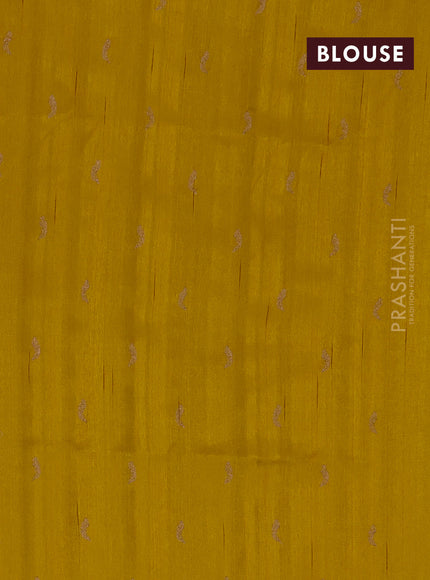 Semi raw silk saree mustard yellow with embriodery leaf buttas and embroidery leaf butta border