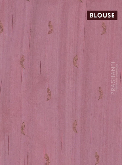 Semi raw silk saree peach shade with embriodery leaf buttas and embroidery leaf butta border