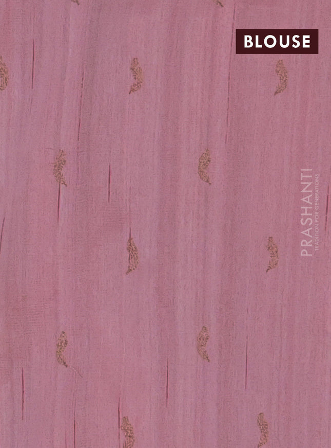 Semi raw silk saree peach shade with embriodery leaf buttas and embroidery leaf butta border