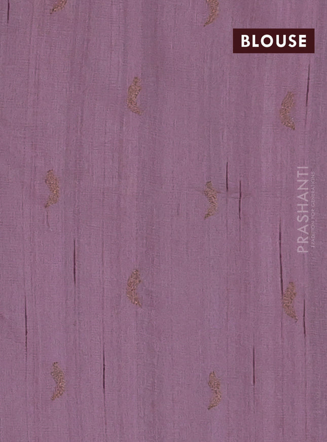 Semi raw silk saree pastel pink with embriodery leaf buttas and embroidery leaf butta border