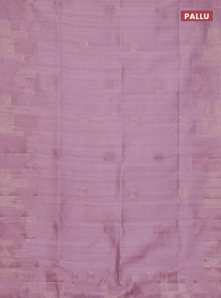 Semi raw silk saree pastel pink with embroidery work buttas and geometric design embroidery border