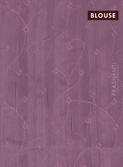 Semi raw silk saree pastel pink with embroidery work buttas and geometric design embroidery border