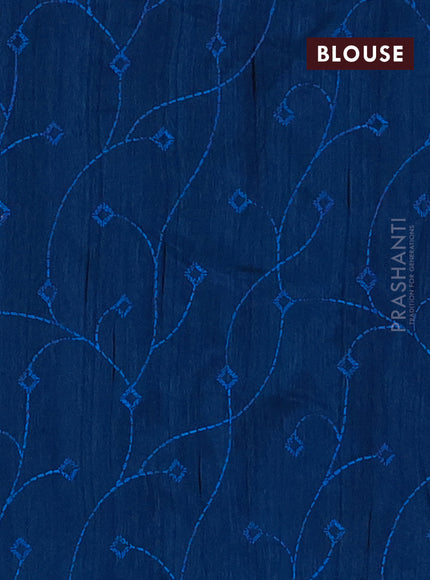 Semi raw silk saree peacock blue with embroidery work buttas and geometric design embroidery border