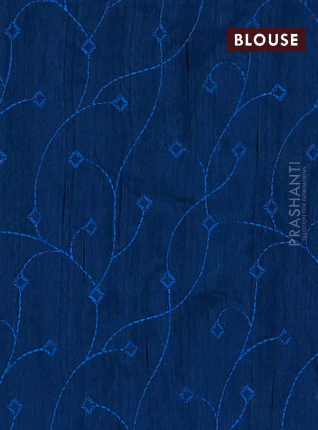 Semi raw silk saree peacock blue with embroidery work buttas and geometric design embroidery border