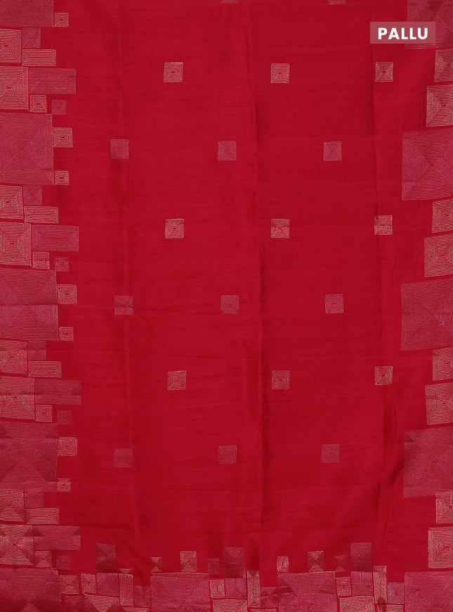 Semi raw silk saree pink with embroidery work buttas and geometric design embroidery border