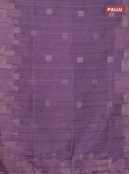 Semi raw silk saree mild purple with embroidery work buttas and geometric design embroidery border