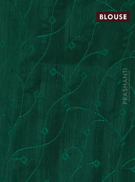 Semi raw silk saree green with embroidery work buttas and geometric design embroidery border