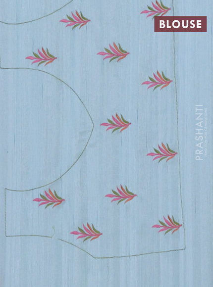 Semi raw silk saree teal blue shade with embroidery work buttas and brid design embroidery border