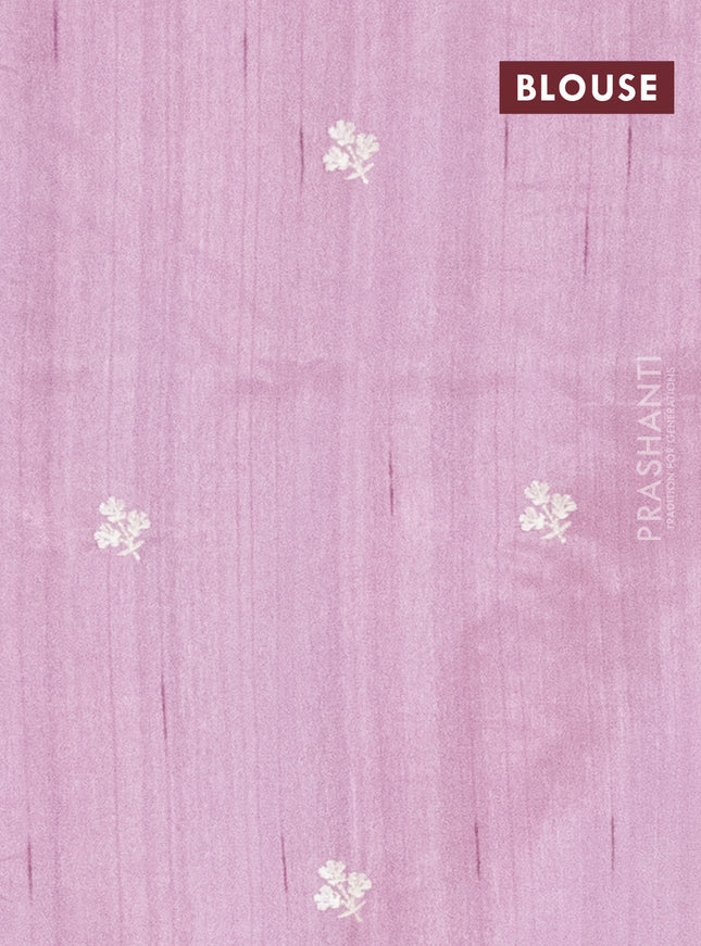 Semi raw silk saree lotus pink with embroidery work buttas and floral embroidery border