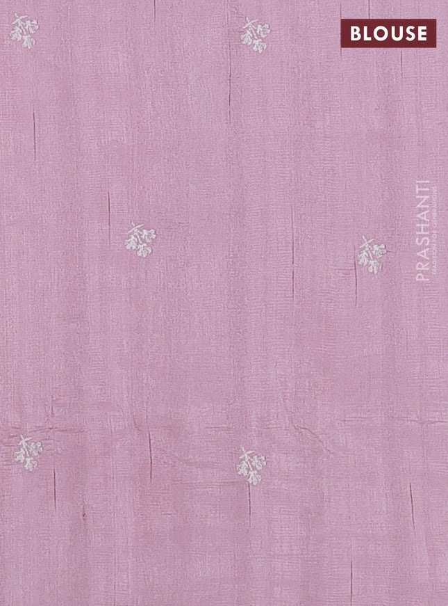 Semi raw silk saree pastel pink with embroidery work buttas and floral embroidery border
