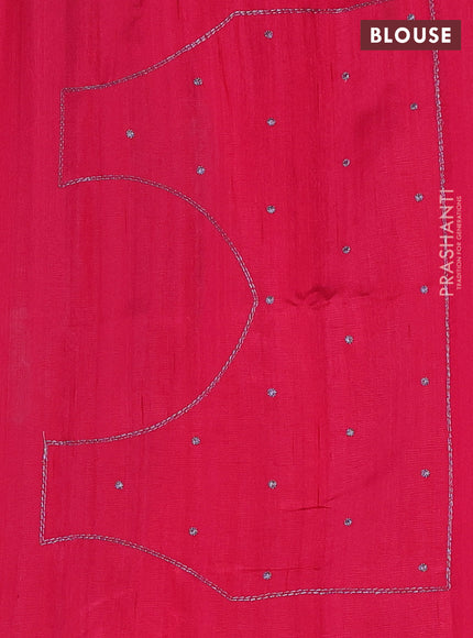 Semi raw silk saree dark pink with embroidery work buttas and peacock embroidery butta border