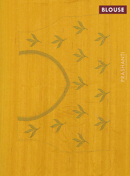 Semi raw silk saree mustard yellow with embroidery work buttas and parrot design embroidery butta border