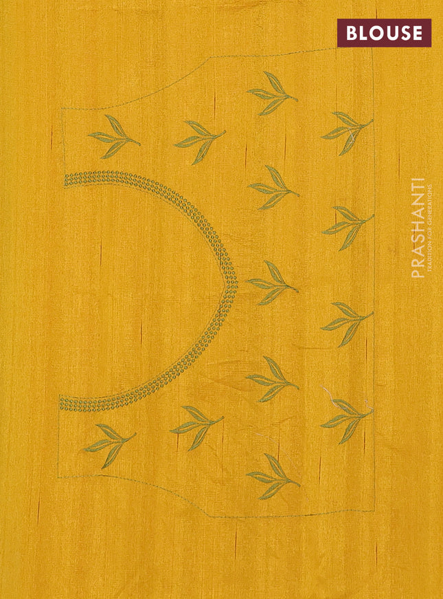 Semi raw silk saree mustard yellow with embroidery work buttas and parrot design embroidery butta border