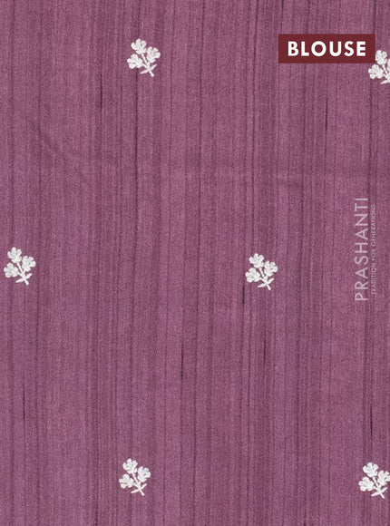 Semi raw silk saree rosy brown with embroidery work buttas and floral embroidery border