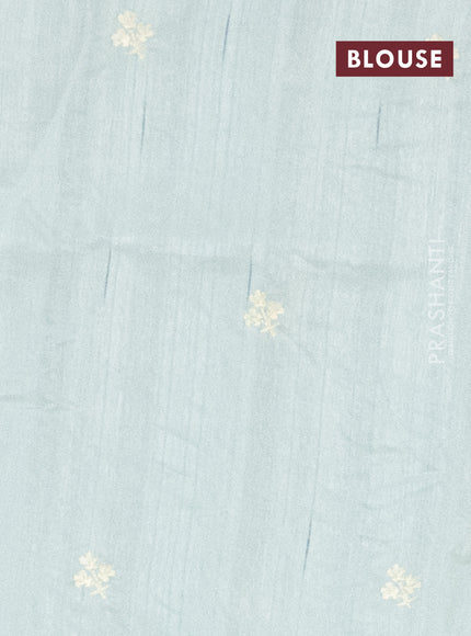 Semi raw silk saree pastel green with embroidery work buttas and floral embroidery border