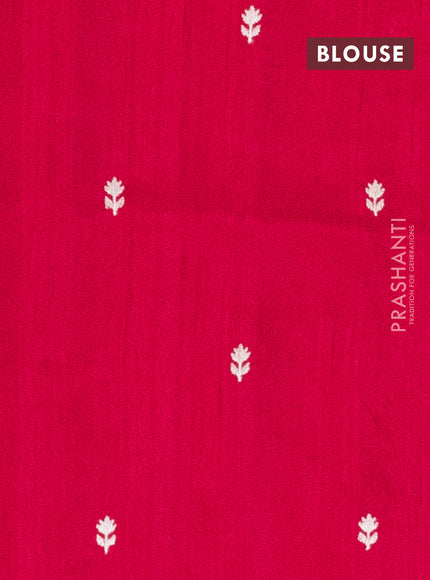 Semi raw silk saree dark pink with embroidery work buttas and embroidery border