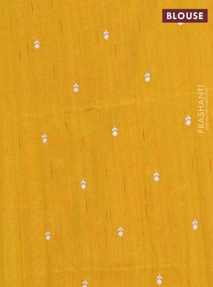 Semi raw silk saree mustard yellow with embroidery work buttas and embroidery border