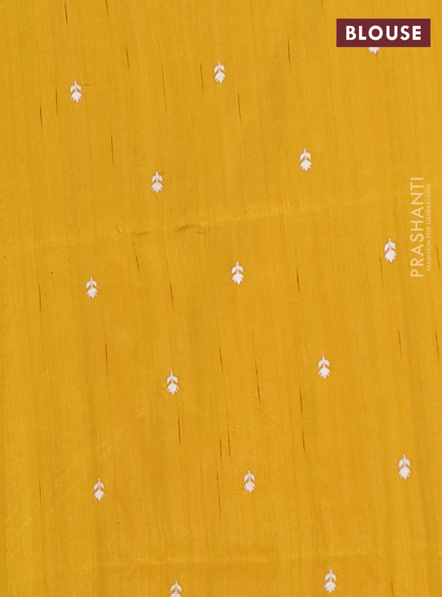 Semi raw silk saree mustard yellow with embroidery work buttas and embroidery border