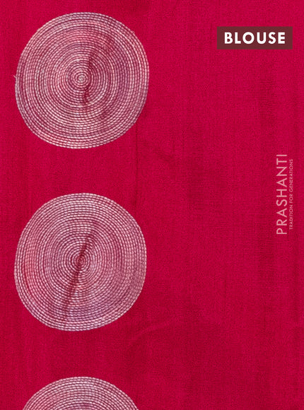 Semi raw silk saree dark pink with embroidery work buttas and geometric embroidery butta border